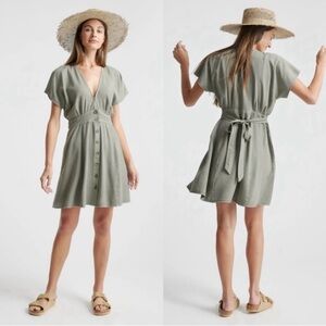 Quince Vintage Wash Tencel Button Front Dress S